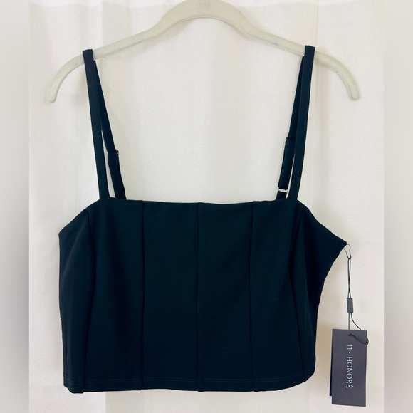 11 Honore Shayla Cropped Tank Top Black attached inner Shelf Bra  Size 1… - Picture 4 of 11